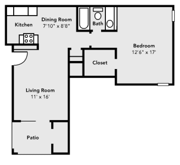 University Village 1x1 B floor plan