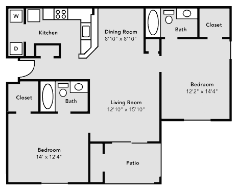 University Village 2x2B Floor Plan